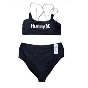 Hurley modest coverage black/white 2pc bikini sz 3x NWT